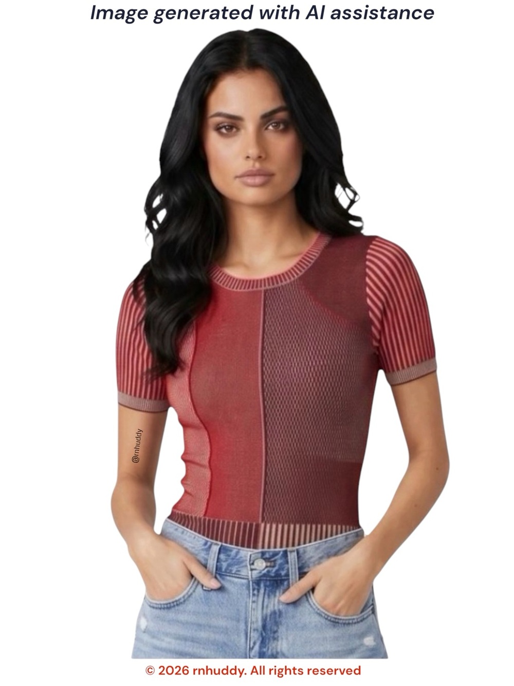 Free People S red combo block party swit ribbed bodysuit